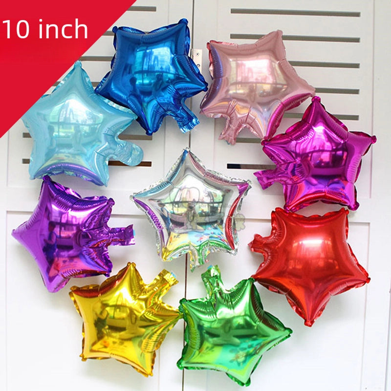 100 Pieces 10-inch Star-shaped Heart-shaped Foil Balloons Star Pattern Foil Balloons For Wedding Birthday Decoration Balloon Arrangement