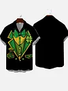 Bag Of Gold St. Patrick'S Day Tuxedo Printing Cuban Collar Men's Short Sleeve Shirt