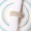Simple Cream Pearls Wedding Catering Napkin Ring