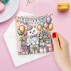 (US Local)6Pcs Birthday Cat Diamond Painting Greeting Card for Family Friends Gift