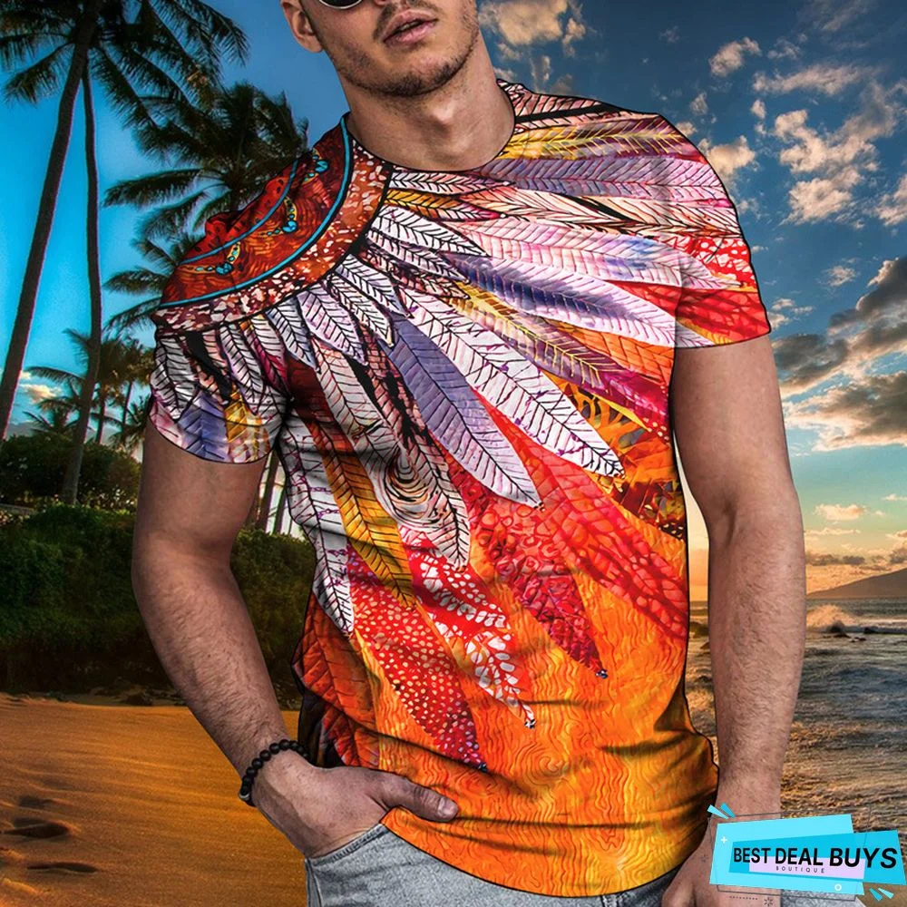 Men's Fashion Animal Series Printed Round Neck Short Sleeve T-Shirt