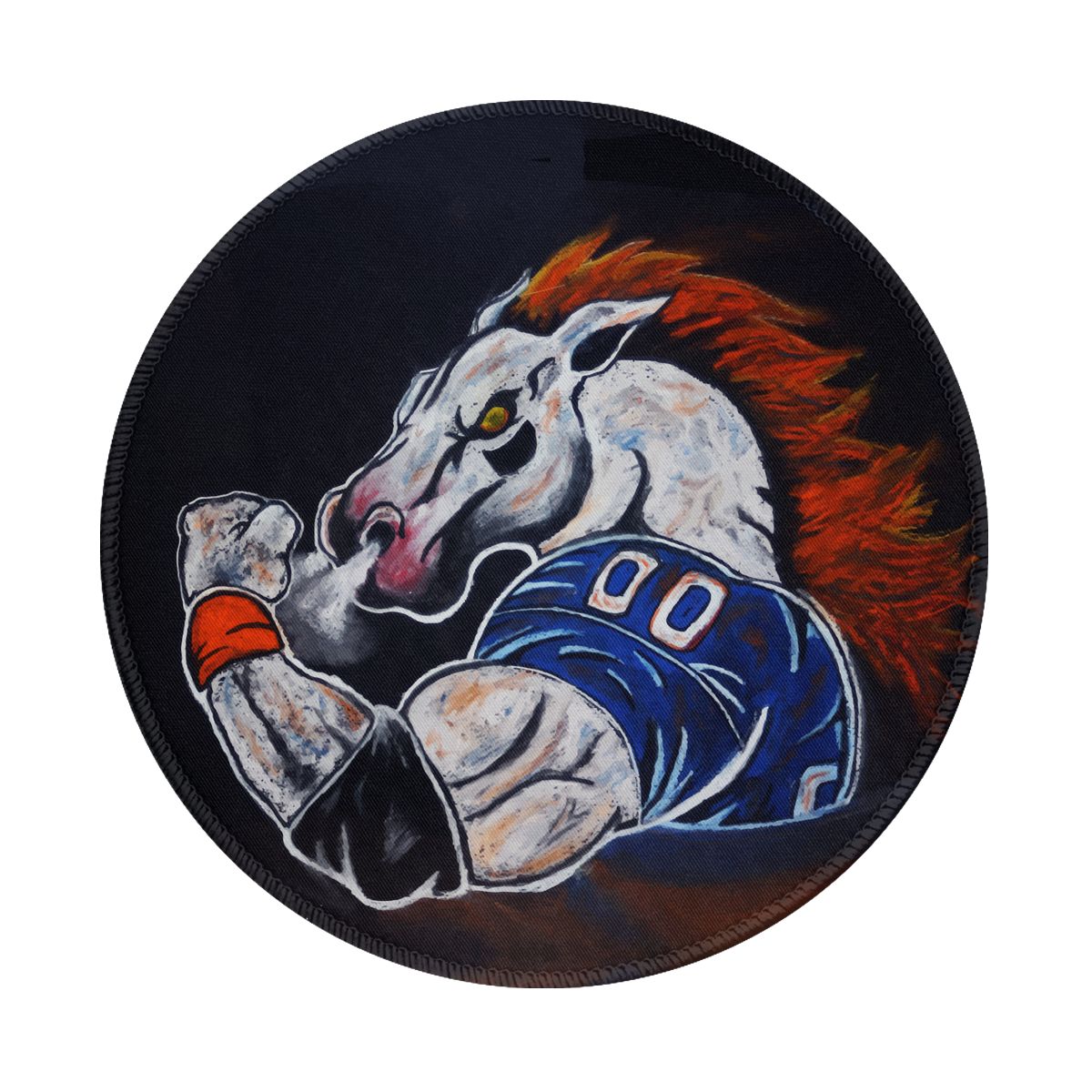 Denver Broncos Cartoon Waterproof Round Mouse Pad for Wireless Mouse