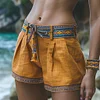 Retro Ethnic Casual Linen Shorts Style Shorts by Inlyline