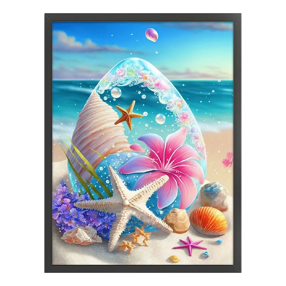 11CT Full Embroidery Stamped Cross Stitch - Beach Shell(Canvas|40x50cm)
