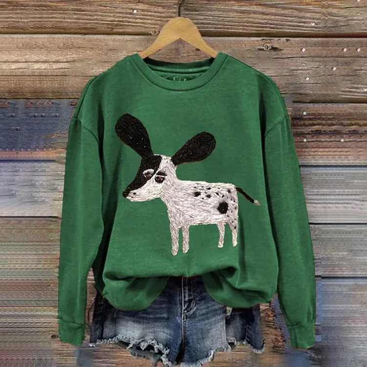 Damen-Sweatshirt mit Hunde-Print