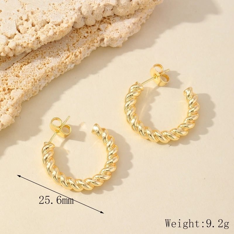 1 Pair Casual Minimalist Geometric Inlay Copper Zircon Imitation Gold  Earrings