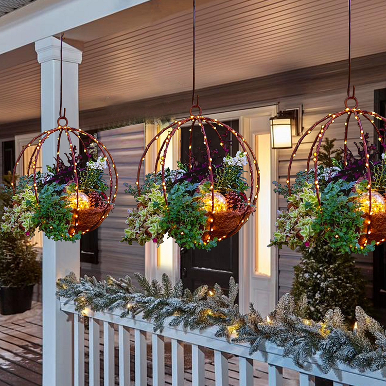 Pre-lit Artificial Christmas Hanging Basket
