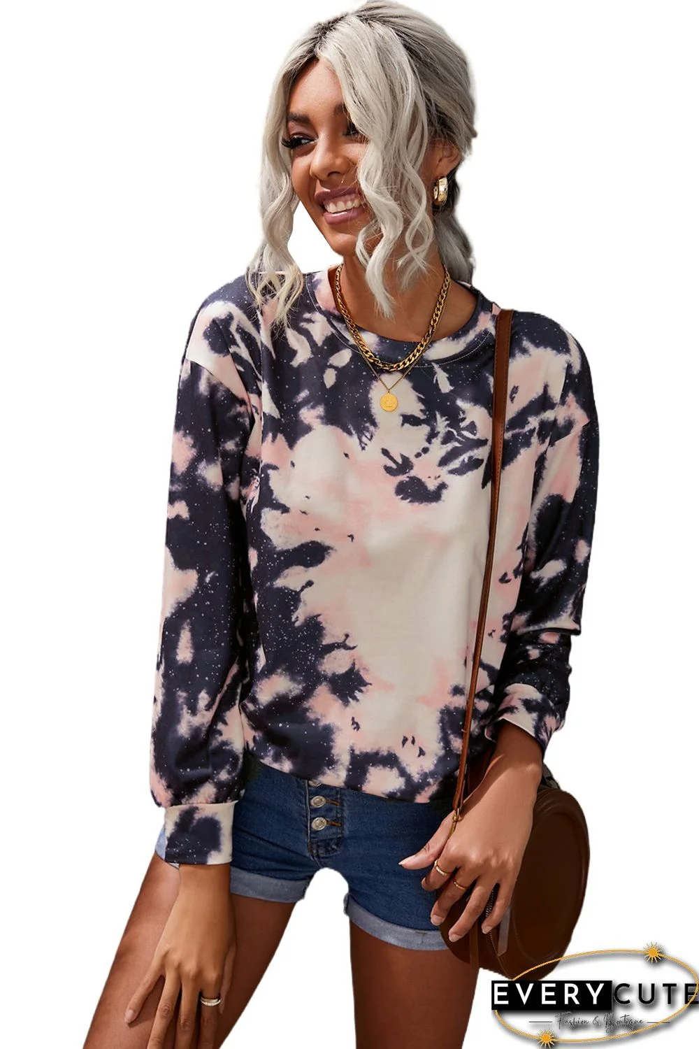 Crew Neck Pullover Tie-dye Sweatshirt