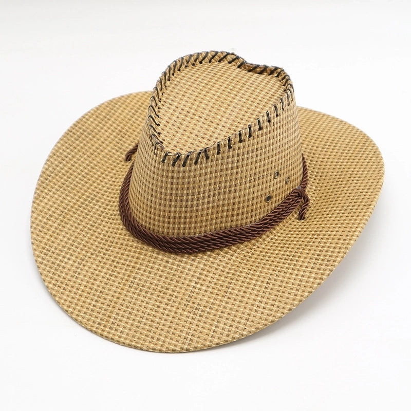 Men’s Minimalist Solid Color Big Eaves Straw Hat
