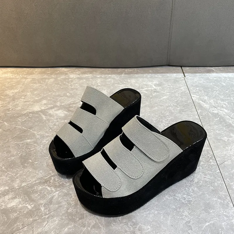 Breakj Breakj Slippers Women's 2023 Korean Version Of Spring And Summer Large Code Magic Stick Thick Bottom Slope And Cold Drag Frosted High With Ladies Slippers