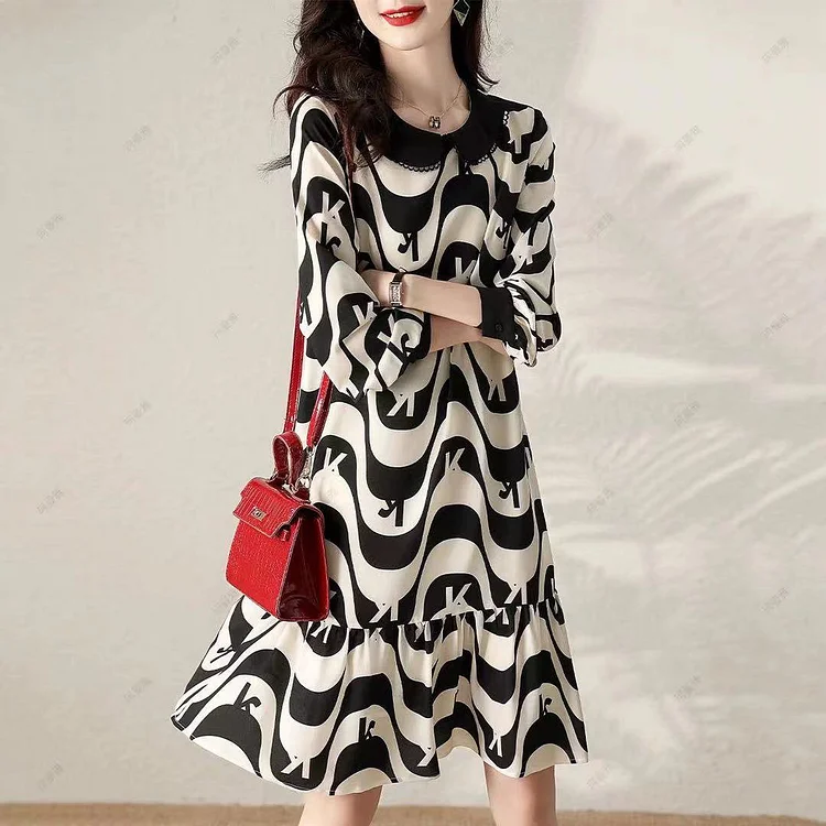 Black Casual Letter A-Line Dresses QueenFunky
