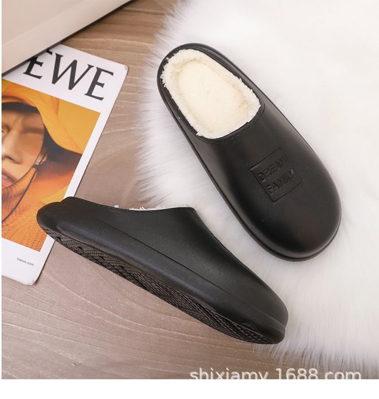 Waterproof Non-Slip Home Slippers Winter Warm Home Women Indoor Cotton Non-Slips Ladies Soft Slippers Memory Foam Couples Shoes