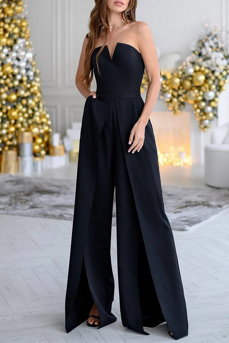 Casual Solid High Opening V Neck Boot Cut Jumpsuits(3 Colors) - Life is Beautiful for You - SheChoic