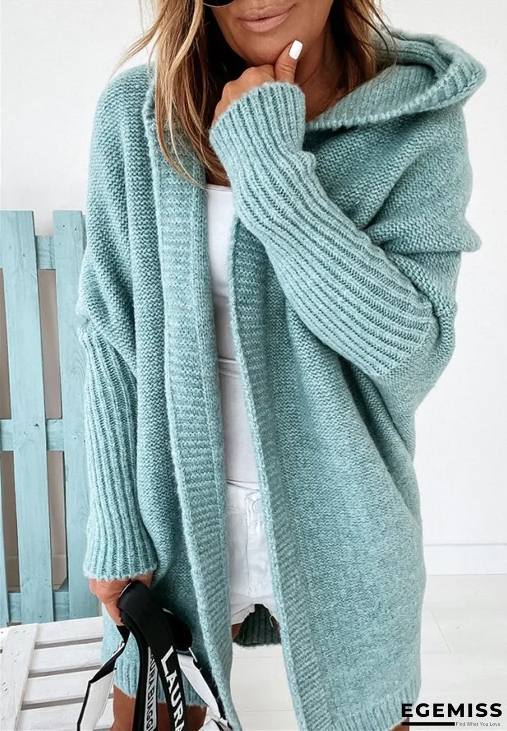 Hooded Bat-shaped Soft Loose Back Stitching Sweater | EGEMISS