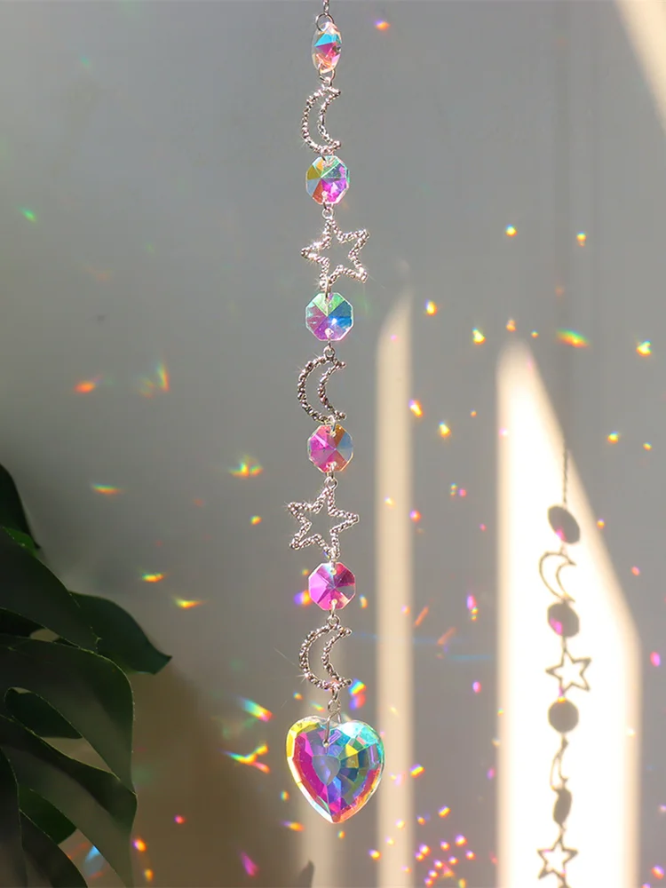 Crystal Wind Chime Prism Catchers Hanging Ornament Curtain Garden Pendant