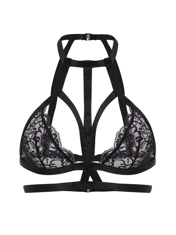 Sexy Lace Hollow Halter Patchwork Women Crop Top P1117251