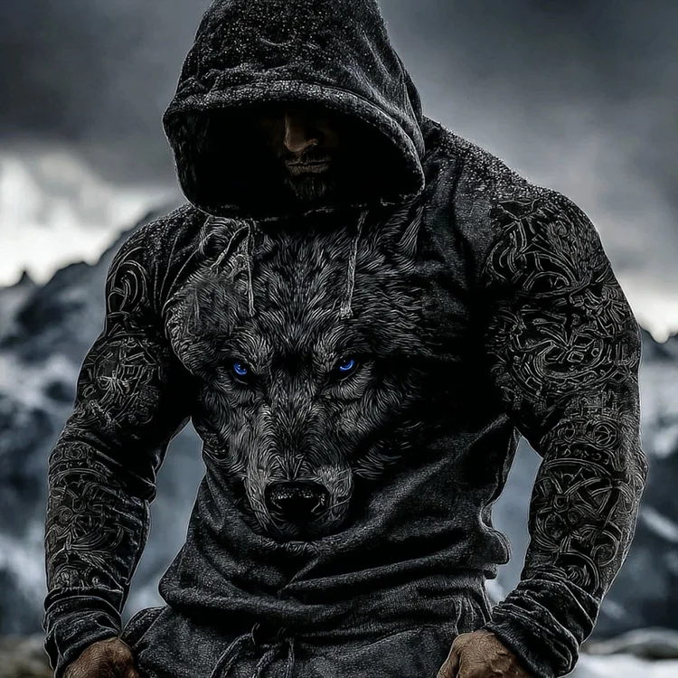 Men's Viking Wolf With Celtic Knot Hooded