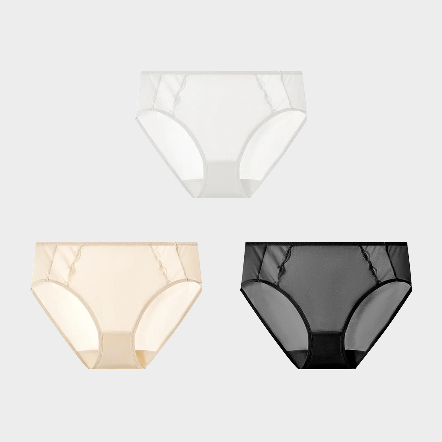 Silk and Lace Briefs Seamless Panties Mid Waisted 3-Pack REAL SILK LIFE