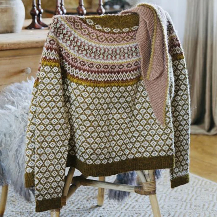 Vintage Icelandic Het Allernieuwste Boek Van Knit Jacquard Warmth Cardigan Unisex
