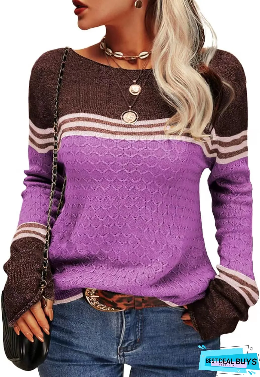 Autumn Striped Knit Button Cardigan