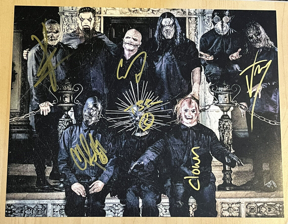 SLIPKNOT BAND SIGNED 11x14 Photo Poster painting AUTOGRAPHED RARE 6 MEMBERS COREY TAYLOR COA