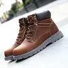 Real Leather Vintage Combat Boots / Men's Motorcycle Military Shoes