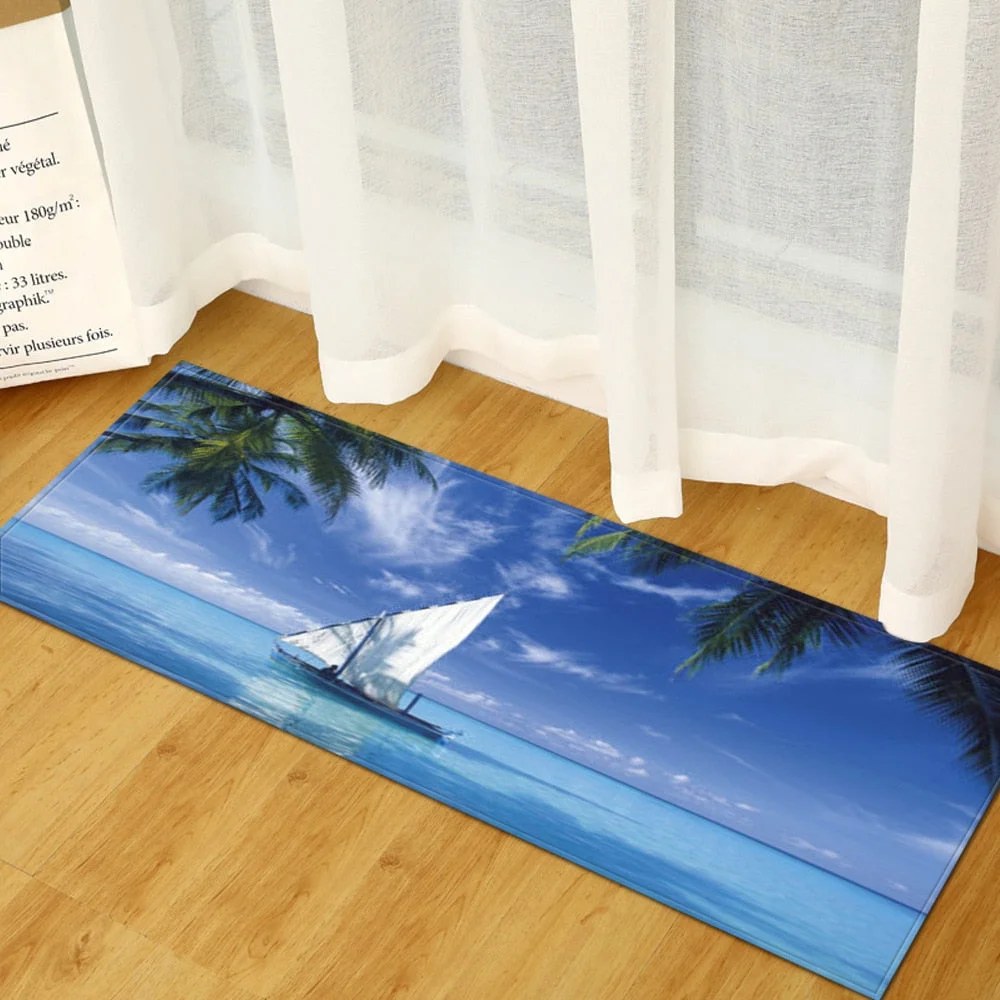 Kitchen Carpet Home Bedroom Entrance Doormat Hallway Balcony  Floor Mat Landscape Pattern Bathroom Non-Slip Water Absorption Rug