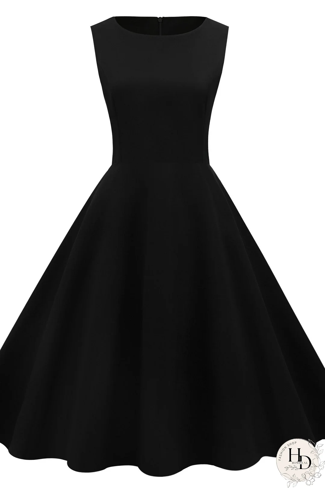 Vestido de cóctel de fiesta acampanado a media pierna sin mangas verde oscuro