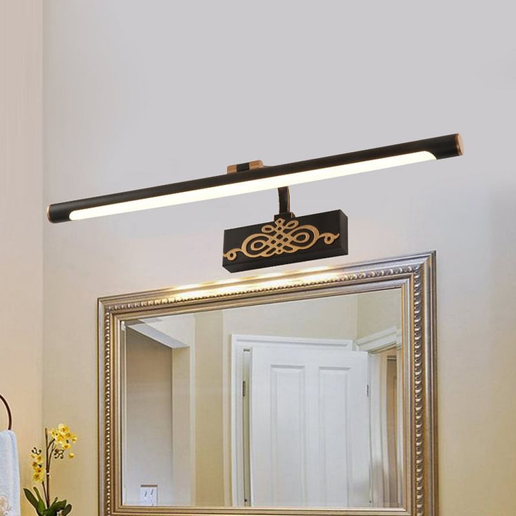 Black Elongated Vanity Light Fixture Classic Metal LED Bathroom Sconce Lamp in White/Warm/Natural Light, 16"/20"/24" L