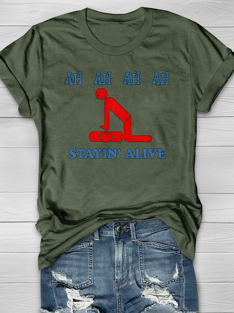 Stayin' Alive Print T-shirt socialshop