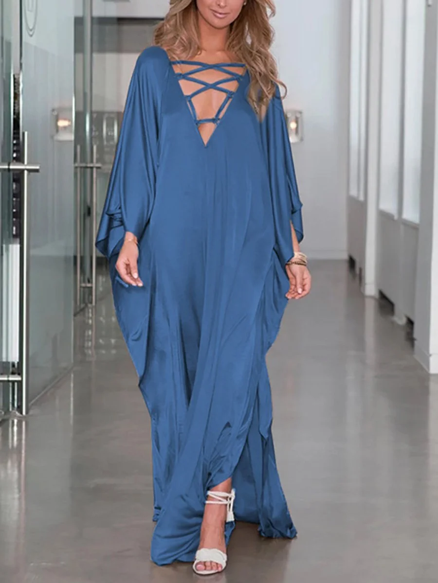 Loose V-neck maxi dress
