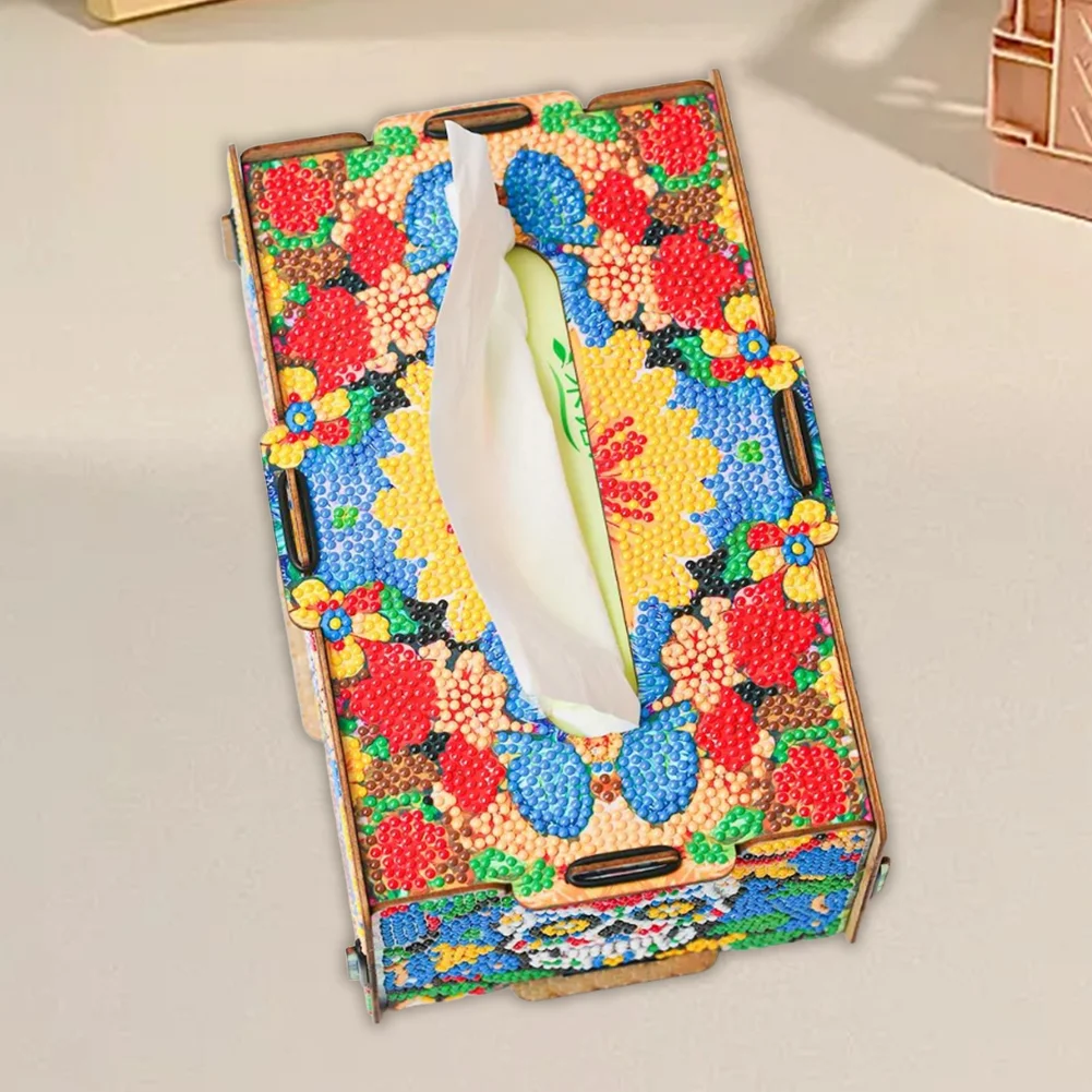 Wooden Skull 5D DIY Diamond Painting Tissue Holder Home Diamond Art Tissue Box