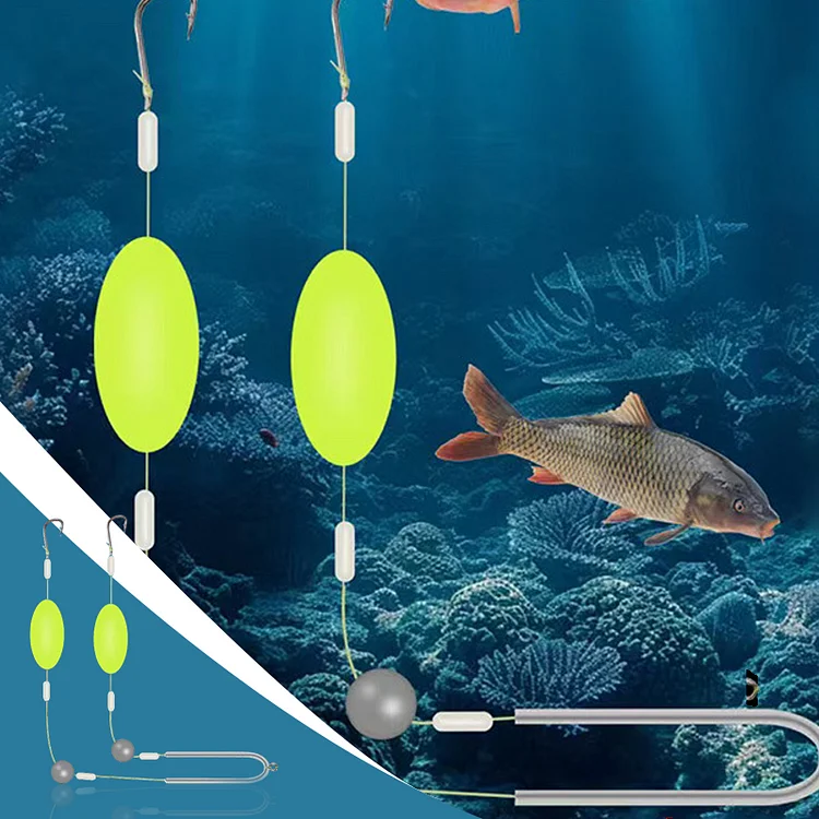 🎣⚡ Montaggio a doppio amo rovesciato per il fondo! La versione aggiornata aumenta la percentuale di abboccata del 50% &ndash; addio agli incagli! 🎣