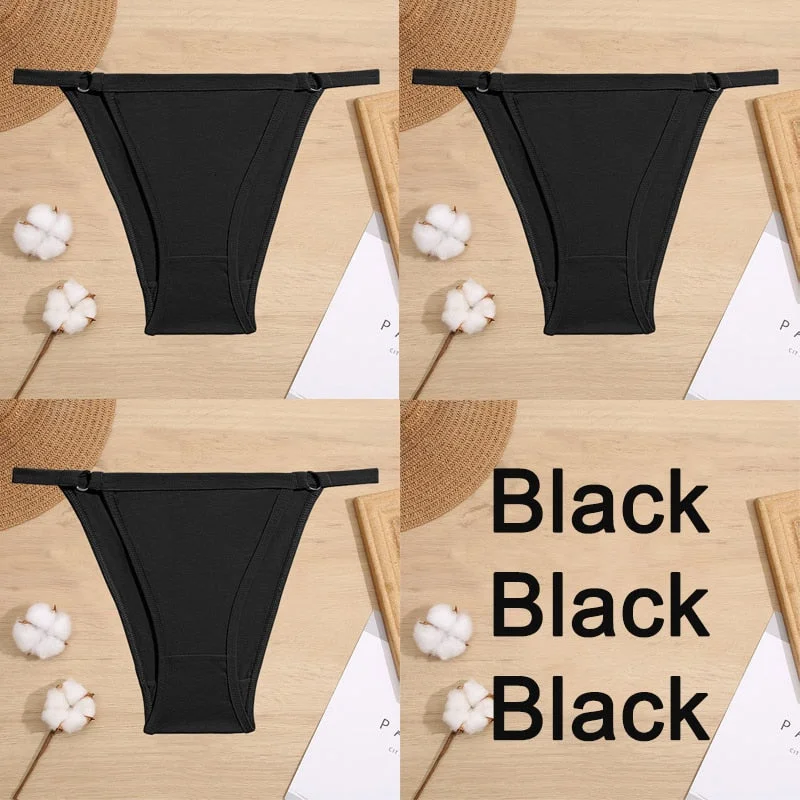 3PCS/Set Cotton Panties Underwear Bikini Style Women's Lingerie Sexy Panties Female Underpants Design Waist Band Briefs Pantys