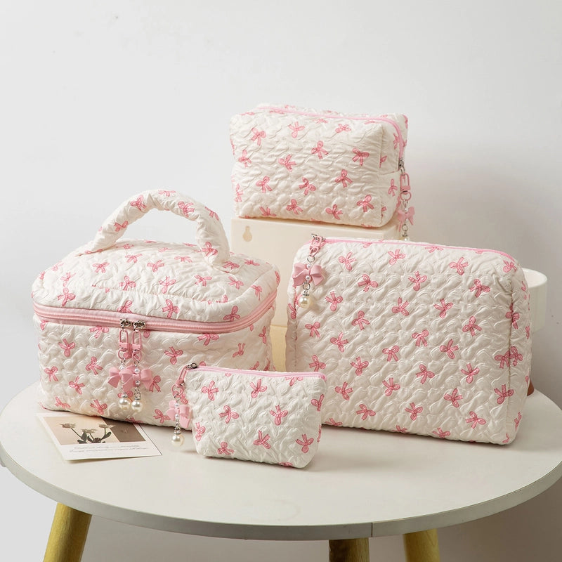 Cute Bow Knot Polyester Square Makeup Bags3