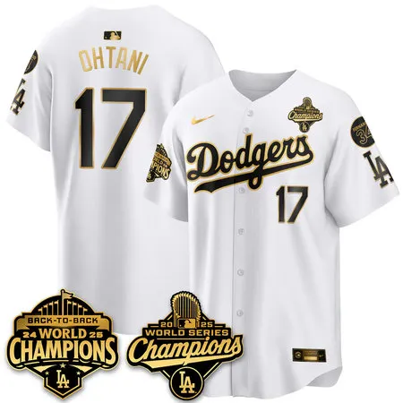 Youth Los Angeles Dodgers #17 Shohei Ohtani White 2025 World Series Champions Jersey SVJE