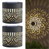 2 Pack Solar Hollow Iron Wall Light Outdoor Garden Fence Lamp