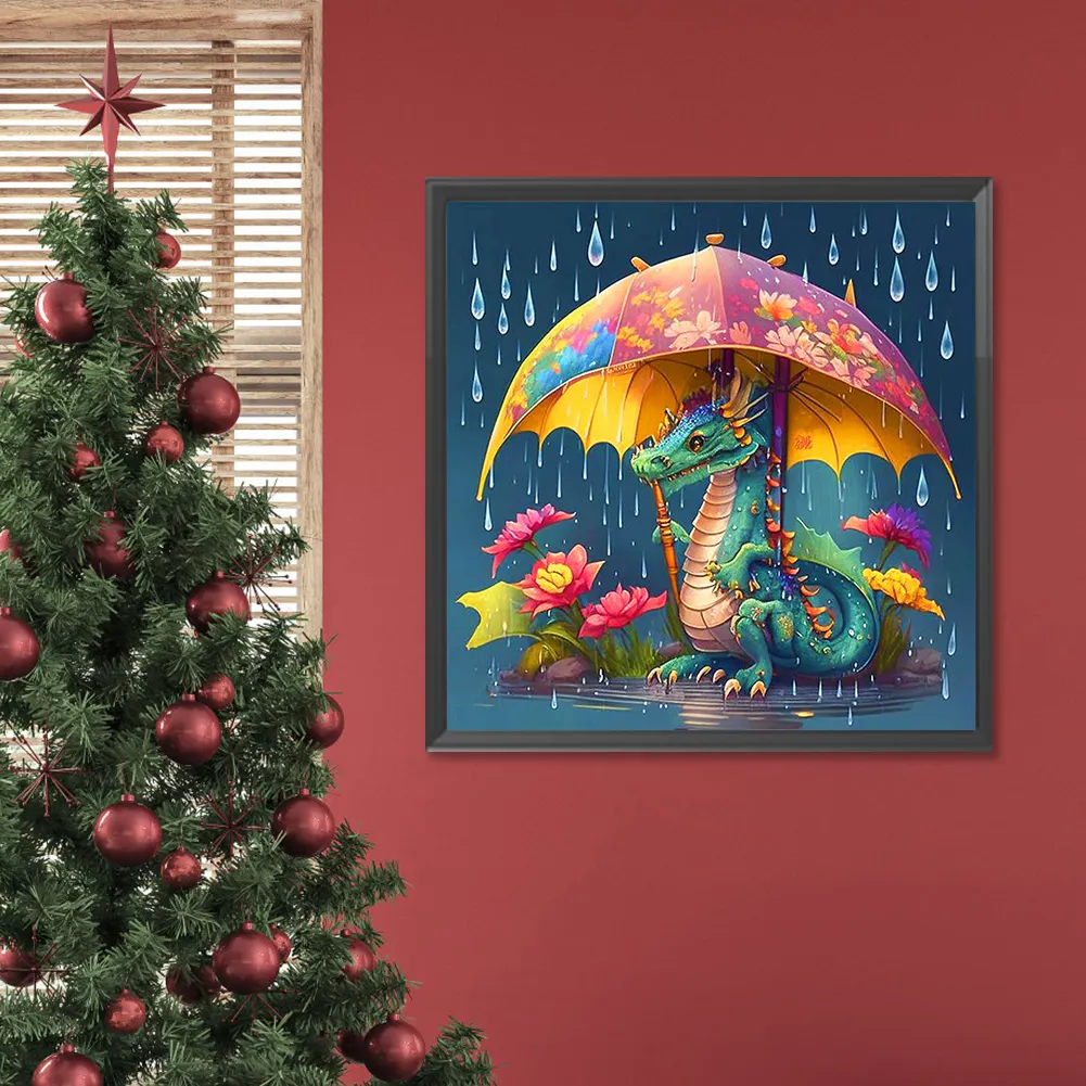 Diamond Painting - Full Round Drill - Umbrella Dragon(Canvas|30*30cm)
