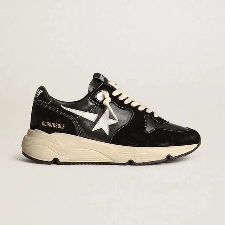 Golden Goose Running Sole Hombre de napa y ante negro con estrella blanca