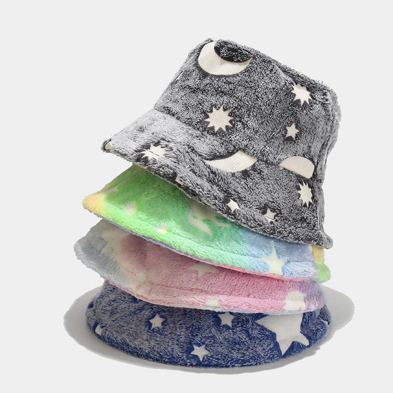 Unisex Modern Style Classic Style Star Moon Wide Eaves Bucket Hat