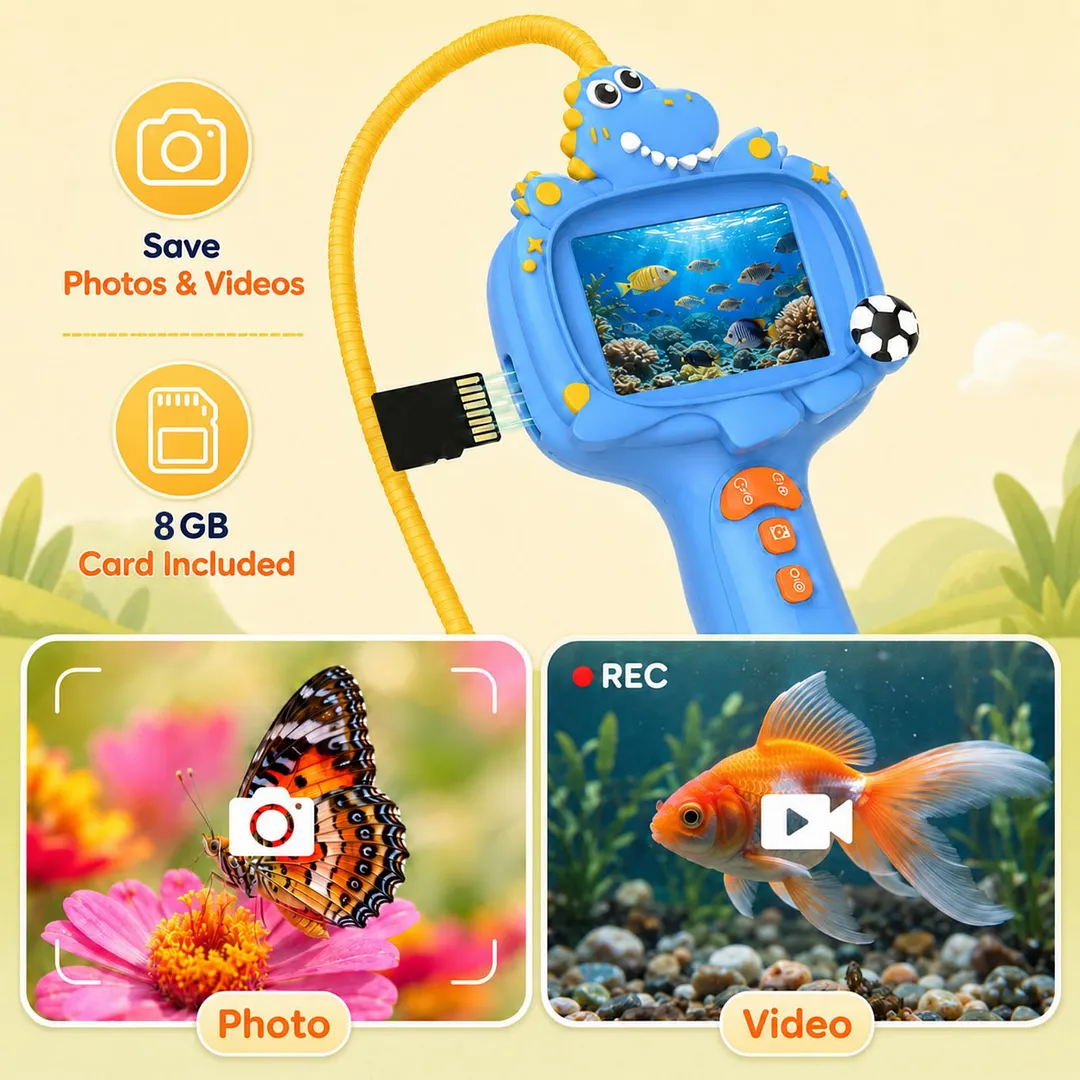 BEBANG Borescope Camera for Kids with Light, 2.4" Screen, IP67 Waterproof Kids Snake Camera for Outdoor Camping Nature Exploration