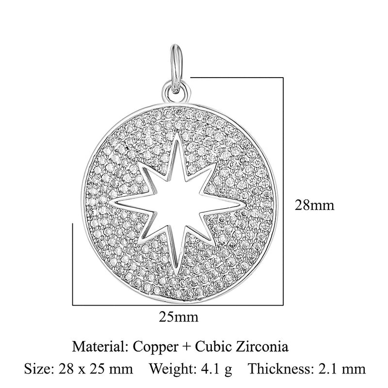 3 Pieces Copper Zircon 18K Gold Plated Sun Rainbow Star