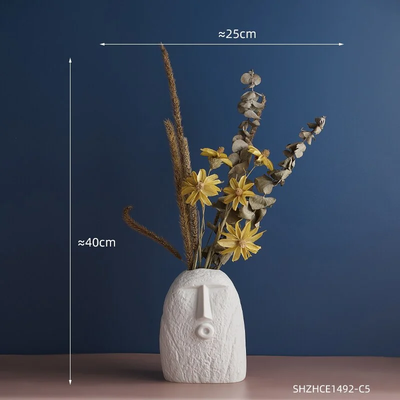 Nordic Home Decoration Funny Face Ceramic Vase Furnishing Decorative Vases Ceramic Living Room Decor Modern Home Decor Gifts