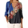 Camisa decote em V com estampa floral