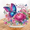 (US Local)Acrylic Special Shaped Butterfly Flower 5D DIY Diamond Painting Tabletop Decor