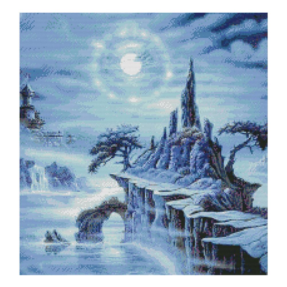 

Blue Moon Night - 11CT Stamped Cross Stitch - 54*57cm, 501 Original