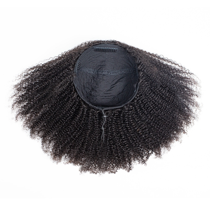Afro Curly Virgin Human Hair Clip in 3/4 Half Wig
