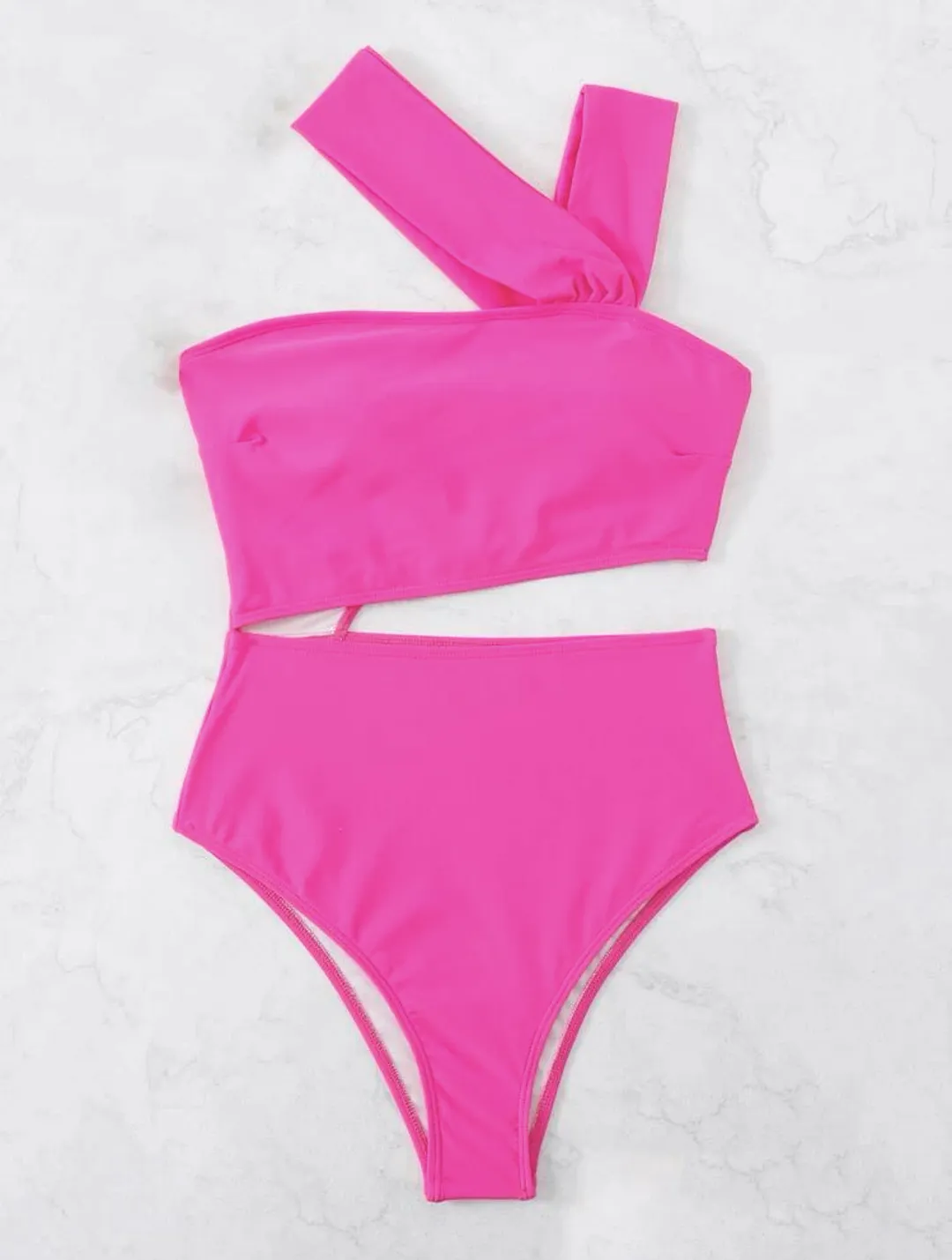 Brownm 2024 New Sexy Shoulder-Style Thoracic Hollow Solid-Colored Swimsuit Bikini Bikini