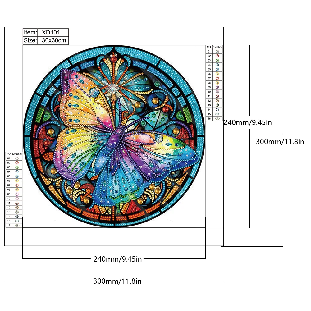 Diamond Painting - Partial Special Shaped Drill - Stain Glass Butterfly(30*30cm)