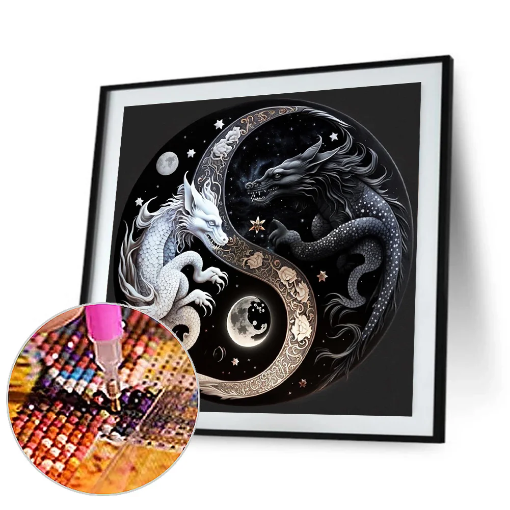 Diamond Painting - Full Round Drill - Yin Yang Dragon(Canvas|30*30cm)